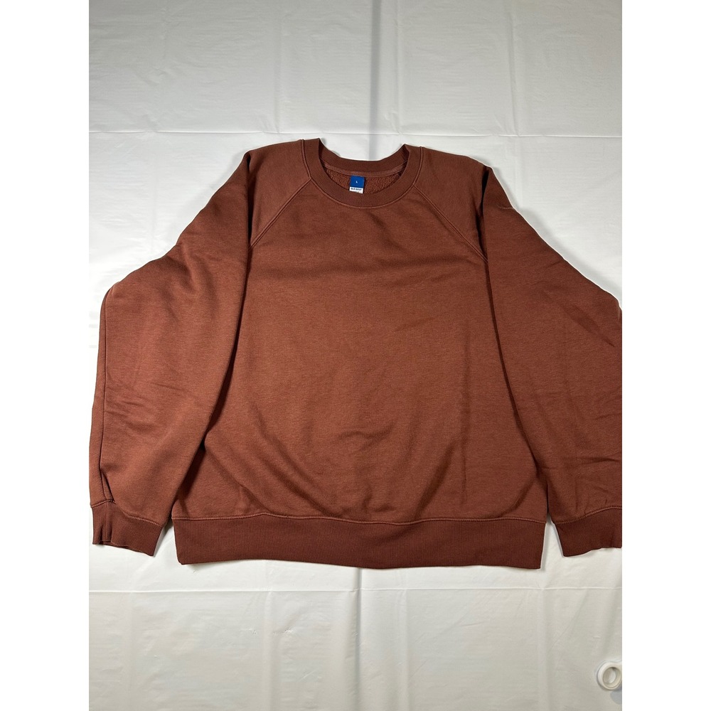 Old Navy Womens Brown Raglan Sleeve Crewneck Fleece Sweatshirt Size Large L